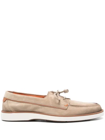 Santoni Suede Loafers In Brown