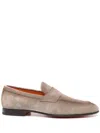 Santoni Leather Moccasin Shoes In Beige