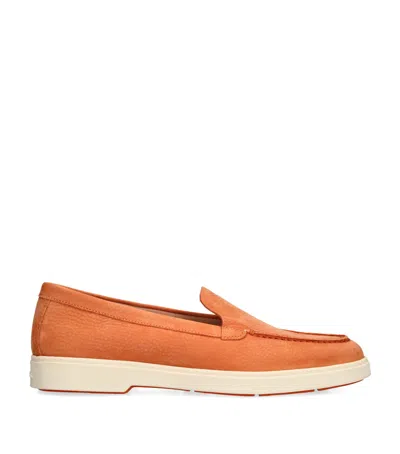 Santoni Suede Loafers In Orange