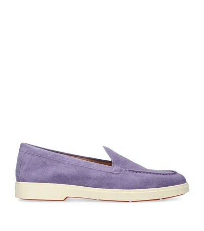 Santoni Suede Loafers In Purple