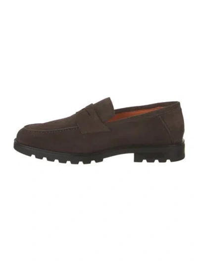 Pre-owned Santoni Suede Loafers W/ Tags In Brown