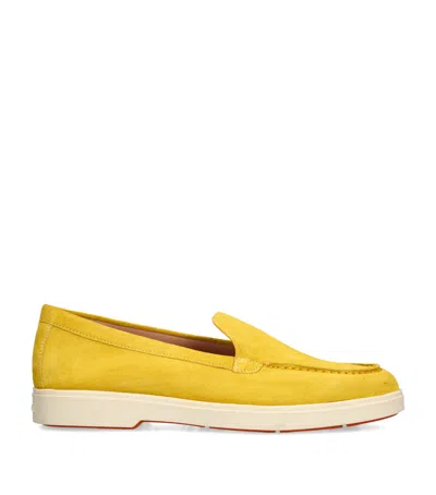 Santoni Suede Loafers In Yellow