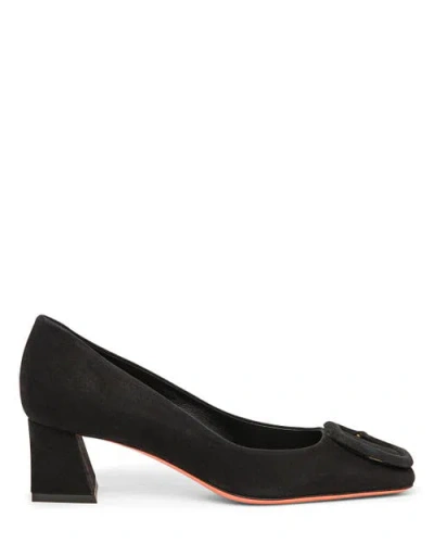 Santoni Suede Low-heel Pump In Black