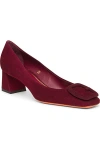 Santoni Suede Low-heel Pump In Burgundy