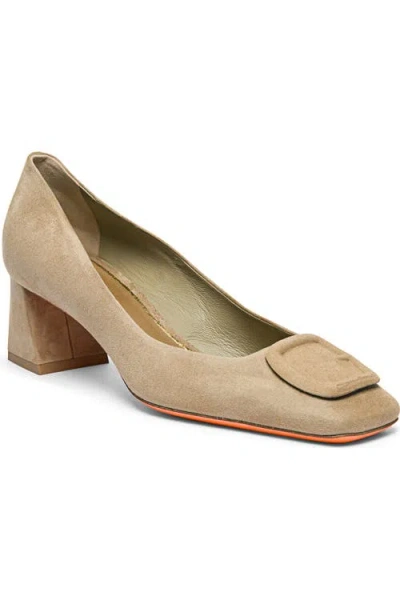 Santoni Suede Low-heel Pump In Sand