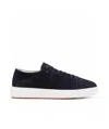 Santoni Calfskin Low-top Sneakers Suede Upper In Black