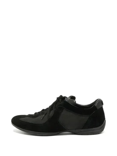 Pre-owned Santoni Suede Low-top Sneakers In Black