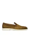 Santoni Malibu Suede Loafers In Green