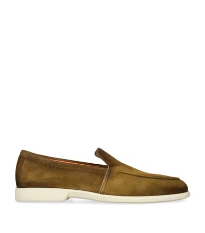 SANTONI SUEDE MALIBU LOAFERS