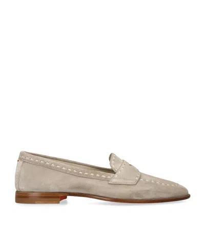 Santoni Suede Marlene Dash Loafers In Beige