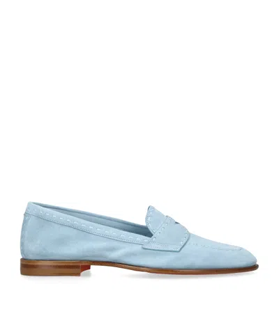 Santoni Suede Marlene Dash Loafers In Blue