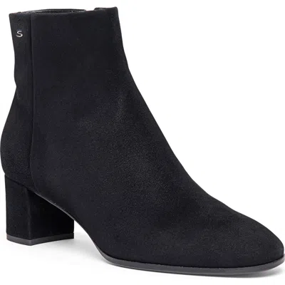 Santoni Suede Mid-heel Ankle Boot In Black