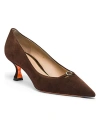 Santoni Suede Mid-heel Pump In Brown