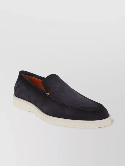 Santoni Suede Moccasin Loafers Round Toe