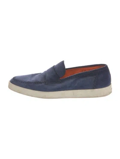 Pre-owned Santoni Suede Monk Straps In Blue
