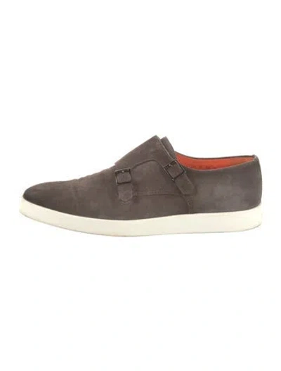 Pre-owned Santoni Suede Monk Straps In Neutral