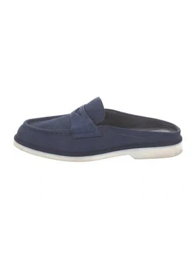 Pre-owned Santoni Suede Mules In Blue