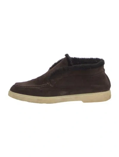 Pre-owned Santoni Suede Oxfords In Brown