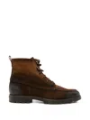 Santoni Suede Panelled Lace-up Boots In Brown