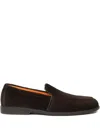 Santoni Suede Panelled Loafers In Brown