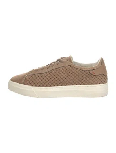 Pre-owned Santoni Suede Patterned Sneakers In Neutrals