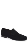 Santoni Suede Penny Loafer In Blue