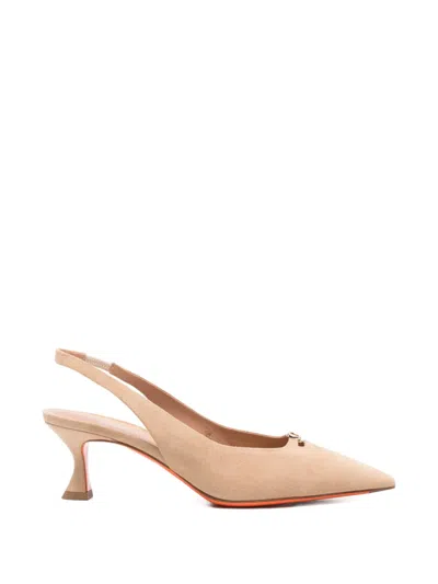 Santoni Suede Pumps In Neutral