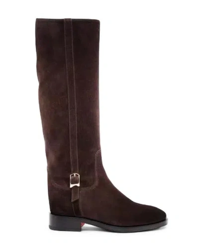 Santoni Suede Riding Boot In Brown