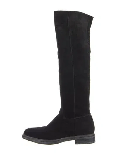 Pre-owned Santoni Suede Riding Boots In Black