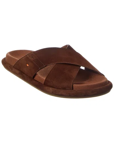 Santoni Suede Sandal In Brown