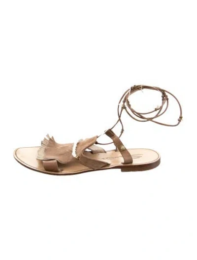 Pre-owned Santoni Suede Sandals In Gold/metallic
