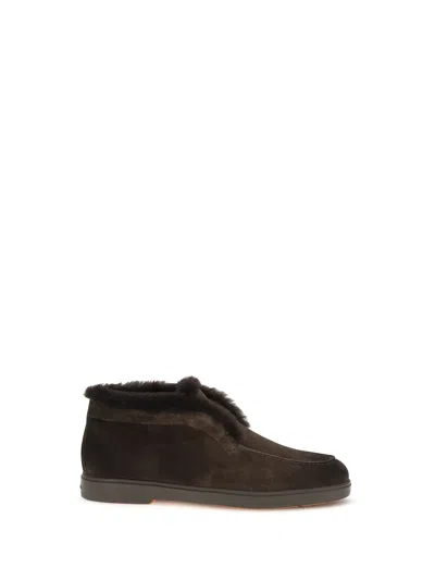 SANTONI SANTONI SUEDE SHEARLING ANKLE BOOT