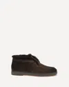 Santoni Suede Fur Trim Ankle Height Loafers In Brown