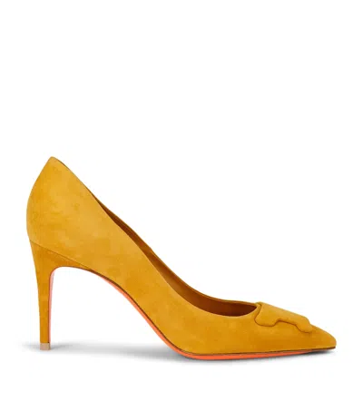 Santoni Suede Sibille Heeled Pumps 85 In Yellow