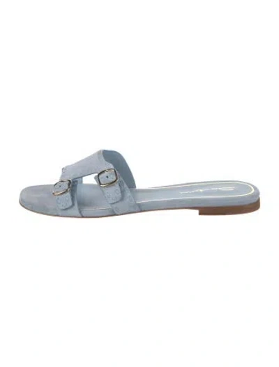 Pre-owned Santoni Suede Slides In Blue