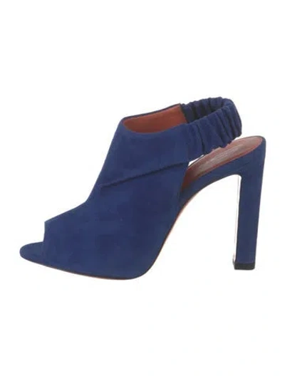 Pre-owned Santoni Suede Slingback Pumps In Blue