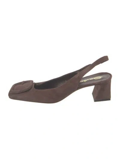 Pre-owned Santoni Suede Slingback Pumps In Brown