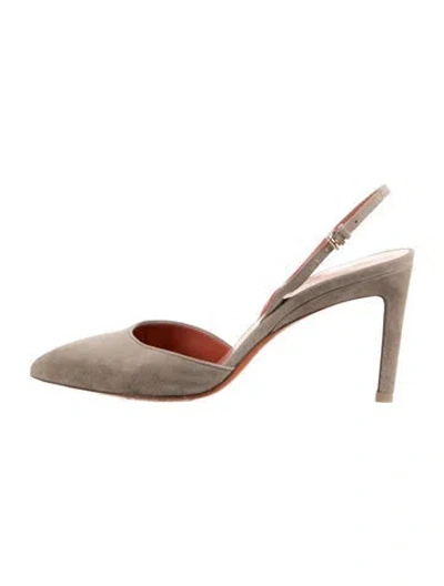 Pre-owned Santoni Suede Slingback Pumps In Grey/neutrals