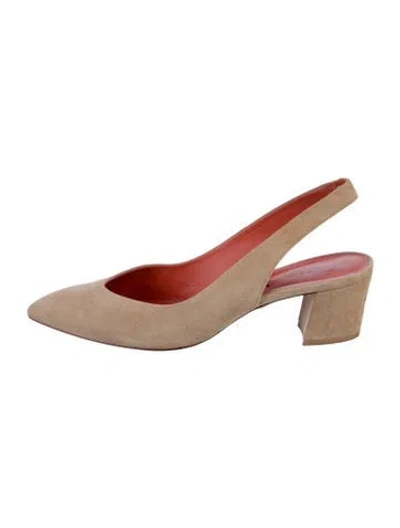 Pre-owned Santoni Suede Slingback Pumps In Neutral