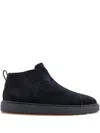 Santoni Suede Slip-on Boots In Blue