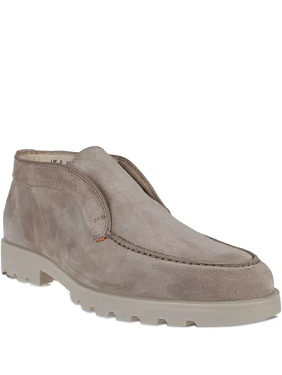 Santoni Suede Slip-on Loafers In Brown