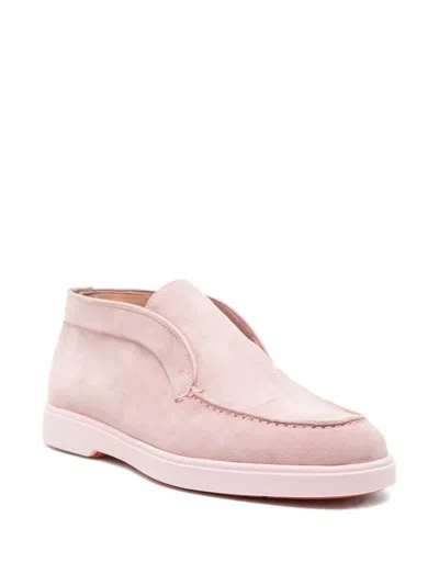 Santoni Suede Slip-on Loafers In Pink
