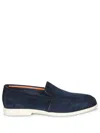 Santoni Suede Slip-on Loafers With Contrasting Rubber Sole In Blue