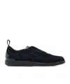 Santoni Lume Suede Low-top Sneakers In Black