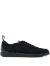 Santoni Lume Suede Low-top Sneakers In Black