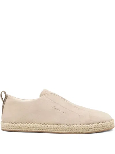 Santoni Suede Slip-on Sneakers In Multi