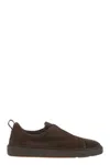 Santoni Suede Slip-on Trainer In Brown