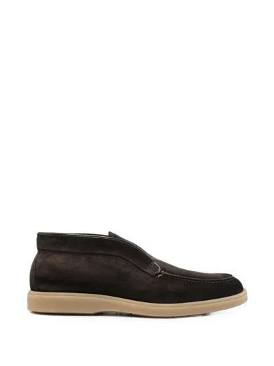 Santoni Suede Slip-on Desert Boots In Brown