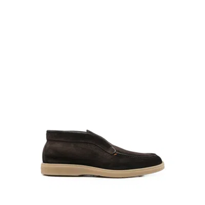 Santoni Suede Slip-on Desert Boots In Brown