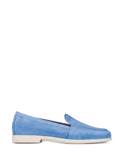 Santoni Suede Slip-on Loafers In Blue